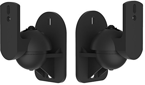 VonHaus Universal Speaker Wall Mounts, Surround Sound System Brackets, Easy Install Adjustable Swivel & Tilt Mounts, Black Satellite Speaker Bracket Set of 2 with 3.5kg Capacity, Includes Screws