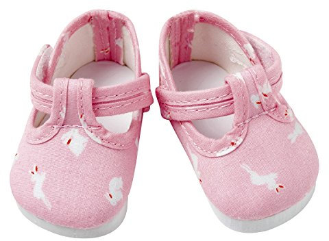 FRILLY LILY Pink Dolls Shoes With White Bunnies medium size 7.2x 3.3 cm To fit dolls such as Our Generation Doll, Designafriend,American Girl, and most 18 inch PlayDolls.
