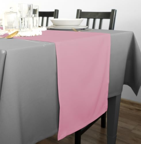 Rollmayer Hochwertiger Tischläufer Tischwäsche Uni einfarbig Pflegeleicht Kollektion Vivid, Farbe & Größe wählbar 21 Farben zur Auswahl, Produkt für den täglichen Gebrauch (Puderrosa 10, 30x100cm)