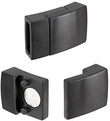 AURORIS - Magnetverschluss aus Edelstahl MATT-SCHWARZ - Loch 10x2,5mm, 1 Stück