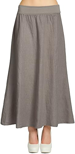 Caspar RO019 Damen Langer Maxi Sommer Leinenrock