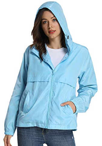 iloveSIA Veste femme impermeable Blouson femme capuche Léger à Capuche Coupe Vent Bleu 40