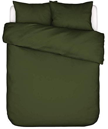 ESSENZA Bettwäsche Minte Moss, 200x200 + 2X 80x80 cm - 100% Baumwollsatin 300TC - Uni