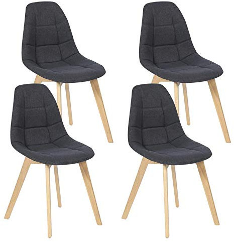 IDMarket - Lot de 4 chaises scandinaves Gaby Grises en Tissu pour Salle à Manger