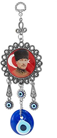 Wanddeko Wandschmuck Deko aus Stoff und Metall mit Nazar Boncuk, Türkisches Auge (Ataturk 2)