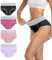 wirarpa Ladies High Waist Knickers Cotton Underwear Full Coverage Briefs Lovely Panties for Women Underpants 4 Pack, Multicolored-4 Pack 01, XL