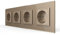 LIVOLO Steckdose Glasrahmen 4 Fach VL-C7C4EU-13 Gold Schutzkontakt mit Kindersicherung Panel aus Kristallglas EU Standard Wandsteckdose