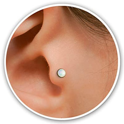Opal Tragus Stud Earring, Tragus Earring in 14k Gold filled,3 mm white Opal Tragus studs Piercing