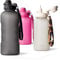 MAMEIDO Gourde 2l avec Paille & Marqueur de Temps de Motivation, Gourde Sport avec Dragonne, Gourde Enfant étanche, Bouteille d'eau sans BPA, Water Bottle (Carbon Grey, 2000ml)