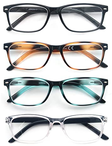 HEEYYOK 4er-Pack Lesebrille 3.5 Herren/Damen,Mode Rechteckige,Komfortabel Lesebrillen mit Federscharnier
