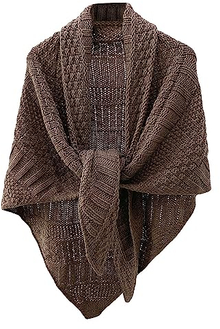 G-LIKE Damen Dreieckschal Schultertuch Umhang – Frühling Herbst Winter Gestrickt Warm Dekorativ Umschlagtuch Schal Halstuch Kopftuch Dreieckstuch für Frauen Mädchen - Strickwolle (Braun)