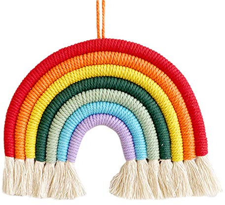Vientiane Regenbogen Wandbehang Dekoration, Regenbogen Kindergarten Hängen Dekoration, Regenbogen Makramee Wandbehang, Regenbogen Wandbehang Handgewebt, Kreative Handgemachte Dekor für Kinderzimmer