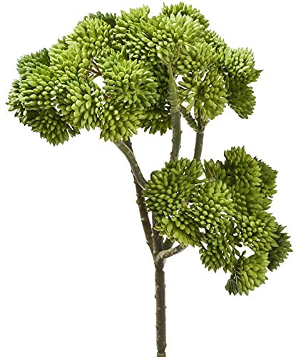 matches21 Sedum stonecrop twig artificial flowers artificial plants for flower arrangements plastic 1 pc Ø 9x30 cm - green