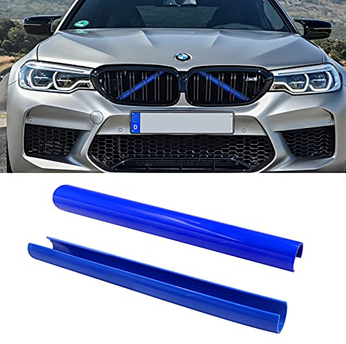 Jaronx Compatible with BMW Grill Inserts Trims for 1 2 3 4 5 6 7 Series, F20 F22 F30 F32 G30 G32 G11 G12, Compatible with BMW V Brace Wrap Covers Blue Grill Stripes Grille Inserts Stripes Wrap(Blue)