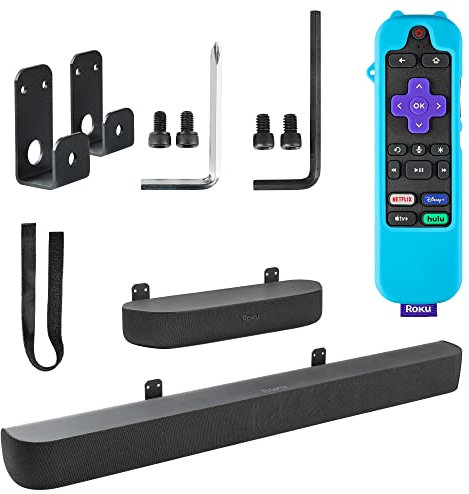Wabracket Wall Mount Bracket for Roku Streambar/Smart Soundbar, Sturdy Soundbar Holder for Roku, with Silicone Remote Cover, Space Saving, Keep Clean
