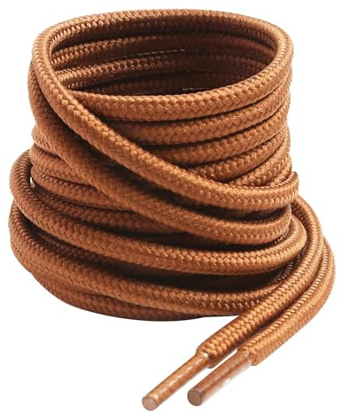 VSUDO Boot Laces, Round 4 mm Thin Shoelaces for Work & Outdoor Shoes, Boots - Men & Women Tear-Resistant, 13 Light Brown