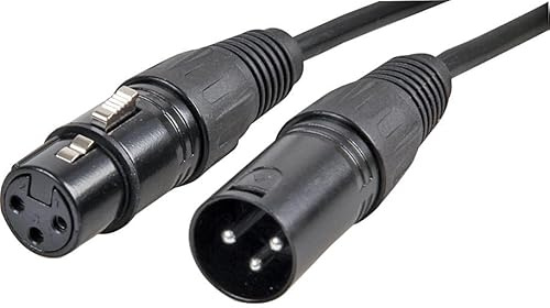 PROSIGNAL 1m XLR Male to Female Microphone Lead 3 Pin Black | 1m professional microphone lead with 3-pin XLR male and female connectors for reliable audio signal transmission.