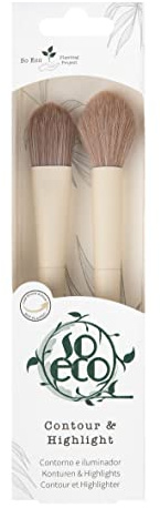 So Eco Contour & Highlight Brush Duo - Vegan & Cruelty-Free 2-Piece Face Brush Kit for Sculpting & Highlighting, Soft Synthetic Bristles, Birchwood Handles