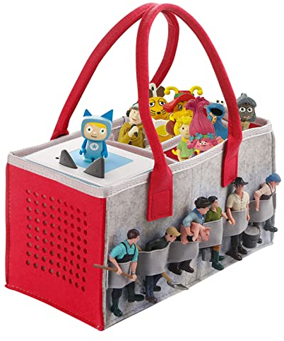Zubehör Schutzhüllen-Organizer mit Figuren Aufbewahrung viel Platz Tasche Bag für Toniebox Starter Set (rot)