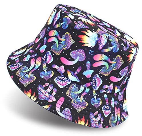 Hocaies Fischerhut Bucket Hat Sonnenhut Herren Damen Fischerhüte Sonnenhut Mädchen Faltbar Sonnenhüte Unisex Anglerhut Fischermütze für Outdoor Wandern Camping (Pilz)