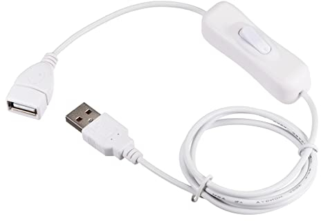 QUARKZMAN 100cm Verlängerungskabel x 1 Stück USB Stecker auf Buchse Adapterkabel mit EIN/Aus Schalter für Computer und LED Schreibtischlampe [Weiß]