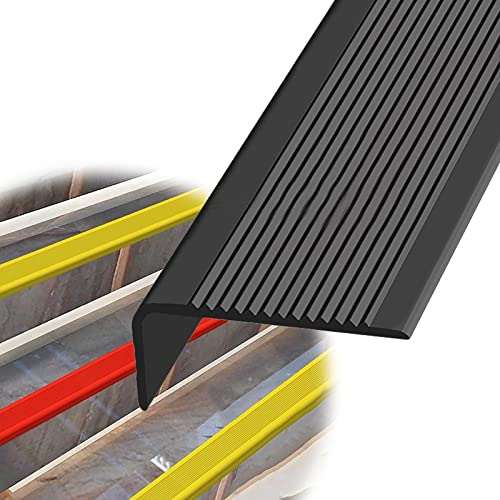 Yesbon Nez De Marche Profilé D'escalier, Nez De Marche Profil d'angle PVC Autoadhésif D'escalier-Protection, Baguette d'angle de Protection,d'escalier-Protection, Bande de Bordure,Noir,9m