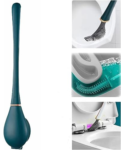 Ysaca Klobürste Silikon,Flexible Toilettenbürste aus Silikon mit Chnell Trocknendem Ständer, Toilettenbürste Silikon zum schnell die Toilette sauber WC bürste für Badezimmer,1PC, blau