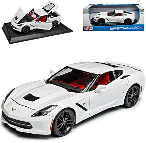 alles-meine.de GmbH Chevrolet Chevy Corvette C7 Stingray Coupe Z51 Weiss Ab 2013 1/18 Modell Auto mit individiuellem Wunschkennzeichen