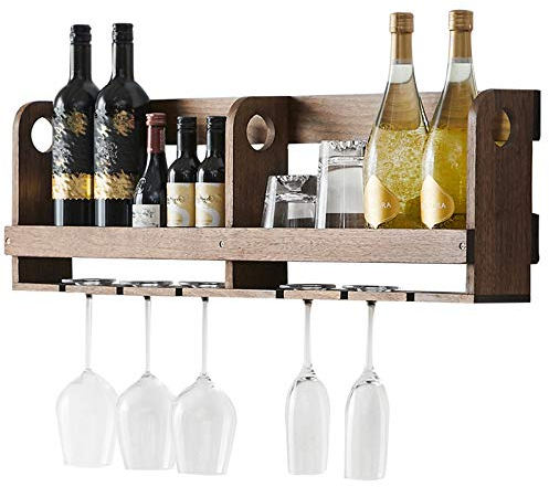 SOVORM Portabottiglie in legno da parete, portabottiglie e portabicchieri, accessori per vino portabicchieri, naturale The New