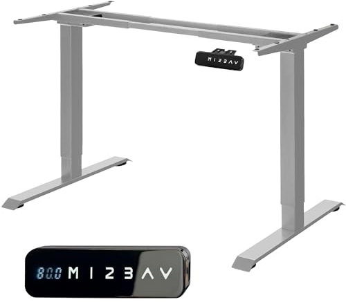 unycos - Marco de Escritorio Elevable Eléctrico con Doble Motor, Función de Memoria y Puertos USB-C, Ajustable en Altura 70-118cm y Ancho 90-160cm, Mesa de Ordenador para 120 kg (Gris, Core Dual)