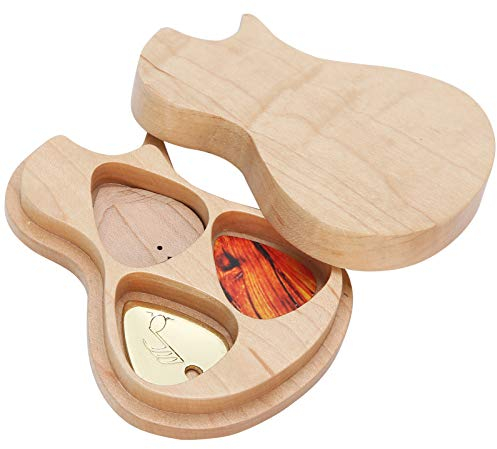 Ejoyous Personalisierte Gitarrenplektren, Gitarren-Plektrenkoffer mit 3 Plektren Ahorn Massivholz Gitarrenholz Picks Box Gitarren Plektren Box Tolles für Gitarristen und Musikliebhaber