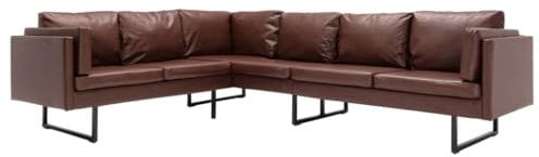 vidaXL Ecksofa, Sofa aus PVC Leder bezogen, Couch für jedes Zuhause Büro, Eckcouch Ledersofa Ledercouch Sitzmöbel Lounge Set, Kunstleder