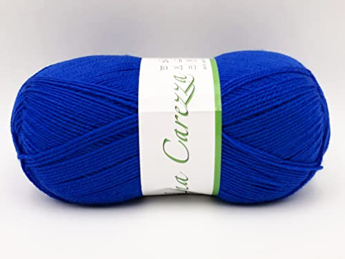 gomitolo lana Carezza 100g - 380 metri 100% acrilico premium per ferri 2,5/3 versatile per ogni tipo di capo d'abbigliamneto e per amigurumi (bluette - 1653)