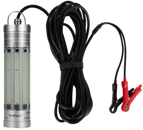 LOQATIDIS Aluminio Metal Luz de Pesca Submarina, 300W Super Luminoso Sumergible Noche Señuelo Buscador Atractor Lámpara Impermeable para Muelle Barcos Kayak Agua Dulce/Agua Salada Blanco