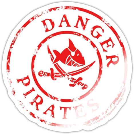 Spreadshirt Käpt'n Sharky Gefährliche Piraten Flagge Sticker, max. 10x10 cm, 10 x 10 cm, Weiß glänzend