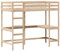 vidaXL Hochbett mit Schreibtisch, Bett für Kinder ab 6 Jahren, Stockbett mit Sperrholzlatten, Etagenbett Kinderbett, 100x200cm Massivholz Kiefer