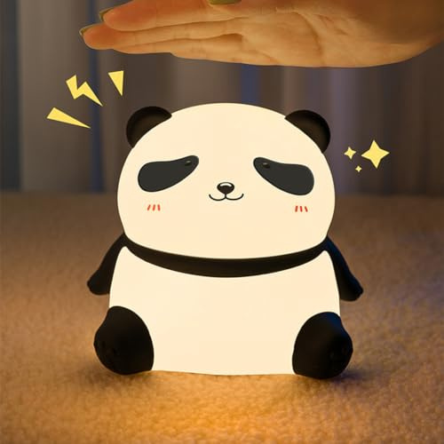 Starnearby Nachtlicht Kinder Stilllicht, Cute Panda Nachtlicht Silikon, Dimmbar Panda Nachtlamp Baby, LED Touch USB Aufladbar Panda Lampe für Kinderzimmer Deko, Mädchen Junge Geschenke