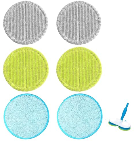 6Pcs Reusable Microfibre Mop Refill Pads - Floating Scouring Pads for Wet/Dry Floor Cleaning on Hardwood & Laminate Floors