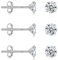 Ecripe 3 Paar 925 Sterling Silber Ohrringe für Frauen, Hypoallergen Cubic Zirkonia Ohrstecker Set, Komfortable Ohrringe Echt Silber Geschenk für Damen (Silber 4mm)