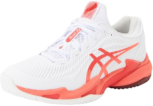 ASICS Herren Court FF 3 Novak Sneaker, Weiss/ELEKTROROT, 46 EU