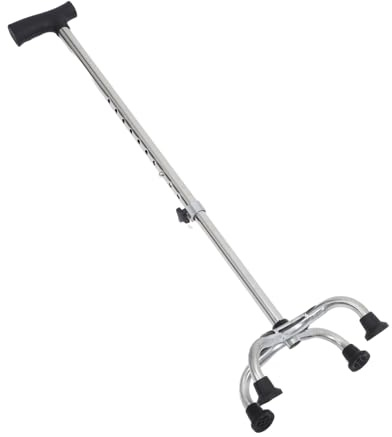 Schwarzer Balance Gehstock mit Vierfüßiger Basis, Ergonomisch, 100kg | Gehhilfe für Senioren, Edelstahl und Abs, für Innen und Außen, Stabiler Halt
