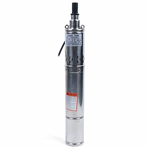 500W Tiefbrunnenpumpe, 2000l/h 100m Förderhöhe 304 Rostfreier Stahl Sandpump Sandverträglich Tauchpumpe Brunnenpump 8.7 * 58cm