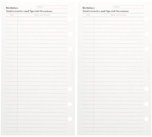Filofax Personal Einlage, Geburtstage/Jahrestage/besondere Anlässe (Packung mit 2)