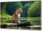 UVTECHPRINT Glasbild Wandbild Heimdekoration Leopard Natur Tiere Dschungel 90x60 cm Wohnzimmer Kunstdruck Bilder auf Glas