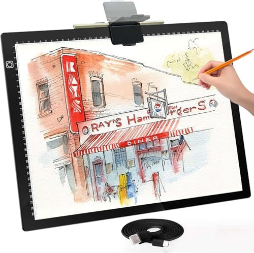 Leuchttisch A3, Diamond Painting Leuchttisch mit Oberer Magnetclip, 6 Helligkeitsdimmen,für Designen, Zeichnung, Diamond Painting, Skizzieren,Röntgenbetrachtung (A)