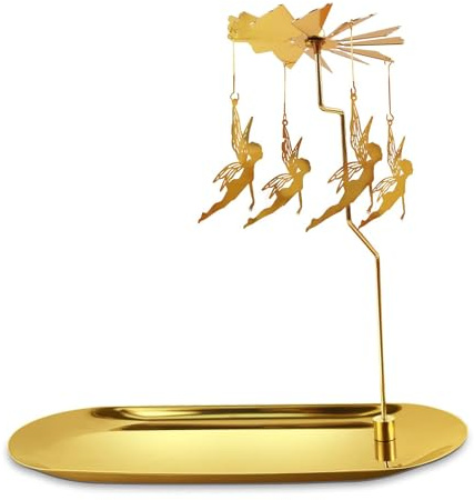 Rotierender Kerzenhalter, Drehbarer Kerzenhalter, Goldener Drehbarer Kerzenhalter, Golden Teelicht Karussell, Rotierendes Karussell-Teelicht, Drehbare Laterne Teelichthalter für Zuhause(Fee)