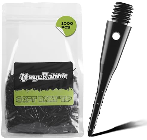 MageRabbit 2BA Thread Plastic Tip Dart Points 30/100/1000 Pcs, Professional Soft Tip Dart Point,Darts Accessories,Plastic Dart Tips (1000)