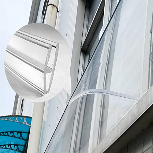 Outdoor Front Door Canopy Awning 3.5mm Thick Rain Shelter Cover Sun Shade Garden Canopy UV Resistant Polycarbonate Board Easy Assembly (50x110cm)