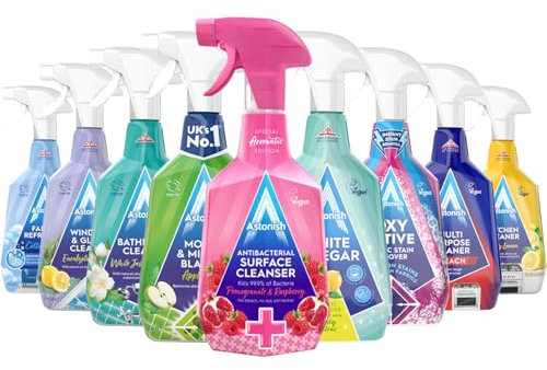 Astonish 9 Piece Cleaning Bundle Giftset Fabric Refresher, Kitchen Clean, Glass Clean, Bathroom Clean, Mould Remover, Surface Cleanser, Multi-Purpose Clean, Fabric Stain Remover, Vinegar Clean 750ml