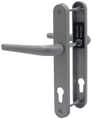 SHIELD HARDWARE uPVC Door Handle 92mm PZ Sprung Pair for PVC and Composite Doors Matte Silver 210mm Fixing Centres